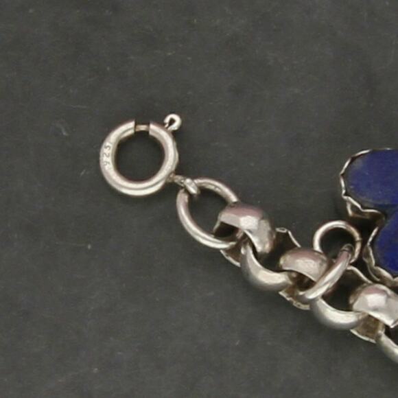 joan slifka sterling silver vintage southwest 11 multi-stone charm bracelet 7in - Picture 3 of 3